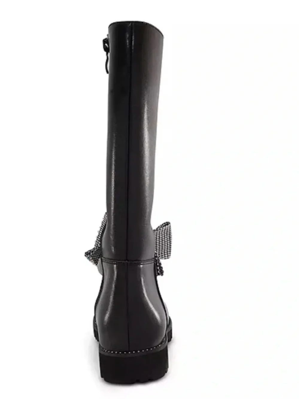 NWT Kurt Geiger London Black Kids Knee-High Boot with Crystal Bow